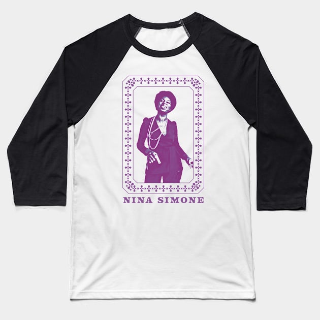 Nina Simone - Vintage Baseball T-Shirt by Tompol Mikun